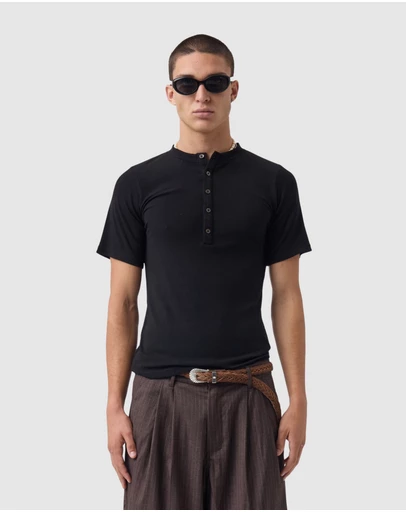 Zanerobe - Henley Rib Baby Tee Black