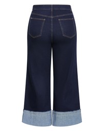 City Chic - Plus size Harley Fit Turn Up Wide Leg Crop Jean - dark wash