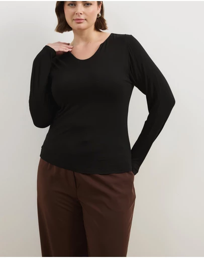 Atmos&Here Curvy - Arienna Jersey Long Sleeve Top