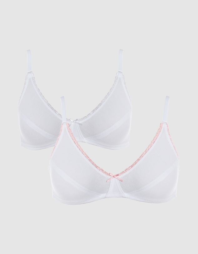 Royce Lingerie - My First Bra Pure Cotton & Lace Bra 2 Pack