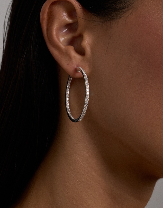 Michael Hill - Hoop Earrings with Cubic Zirconia in Sterling Silver