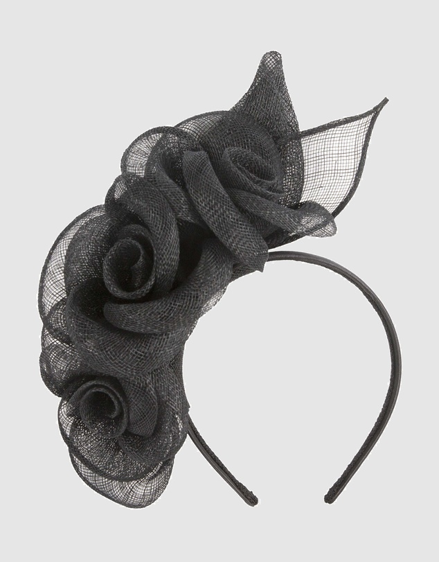 Max Alexander - Black Flower Sinamay Fascinator Headband