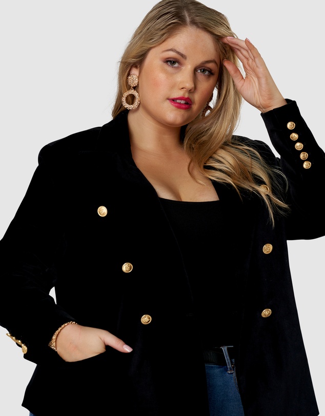 Pink Dusk by Curve Project - Take  A Vow Velvet Blazer