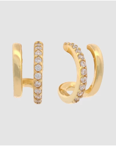 Georgini - GEORGINI MIDNIGHT VELVET RATRI DOUBLE EARRING GOLD