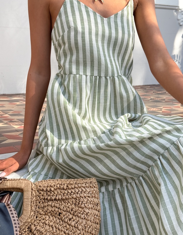 Esther & Co - Sona Dress - Khaki Stripe