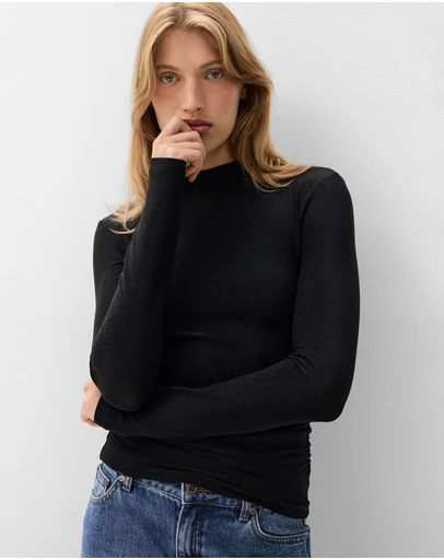 UNISON - Metallic Mock Neck Top