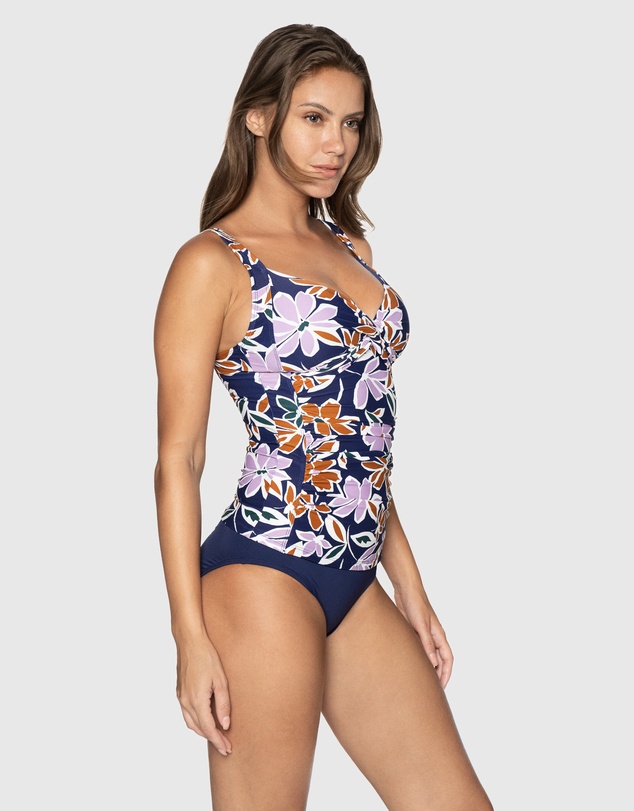 Nip Tuck Swim - Navy Petal Precision Kayanne Tankini Top