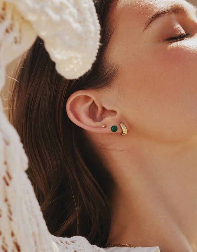 Ania Haie - Ania Haie Gold Malachite Sphere Stud Earrings