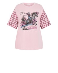 City Chic - Plus size Wrangling Hearts Oversized Tee - pink