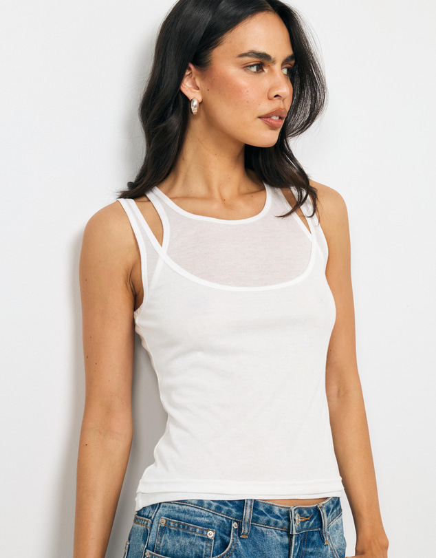 AERE - Semi Sheer Double Layered Tank