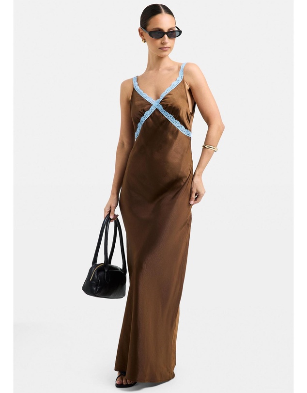 Alice In The Eve - Catie Satin Lace Maxi Dress