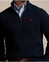 Polo Ralph Lauren - ICONIC EXCLUSIVE - Cable-Knit Cotton Quarter-Zip Sweater