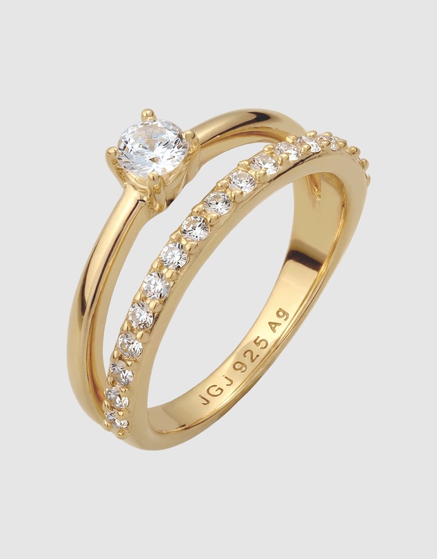 Elli Jewelry - Duet Pavé Ring in Gold-Plated 925 Silver