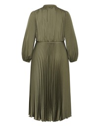 City Chic - Plus size Haley Long Sleeve Pleat Dress - olive