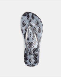 Vionic - Noosa Print Toe Post Sandal - Black Silver Cheetah
