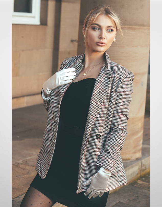 DENTS - Satin Wrist Length Gloves with Button Trim