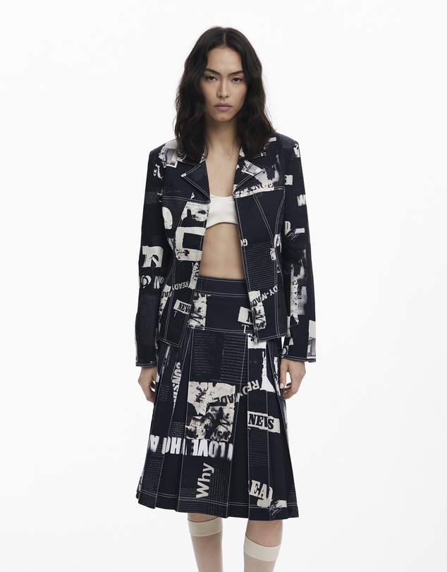 Desigual - Midi Skirt With Newspaper Pleats