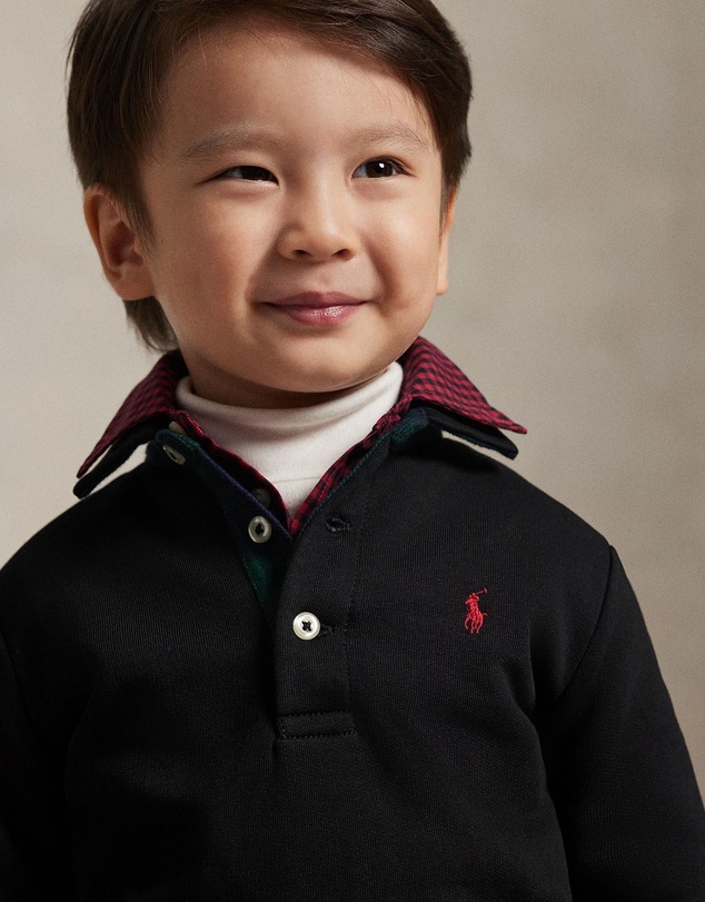 Polo Ralph Lauren - Plaid-Trim Fleece Polo-Collar Sweatshirt - ICONIC EXCLUSIVE - Babies-Kids