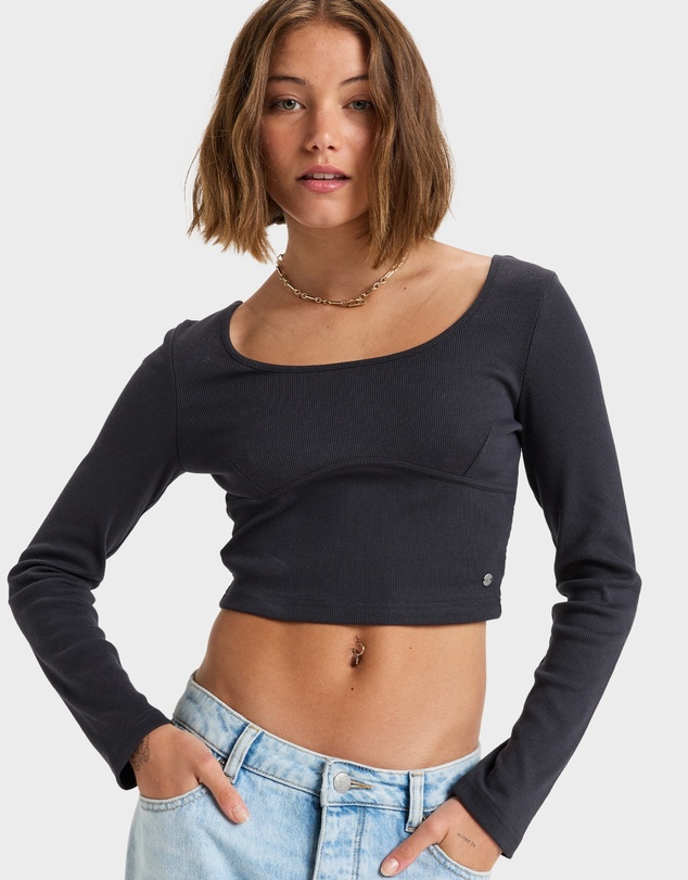 Roxy - Womens Pretty Please Long Sleeves Cropped Top