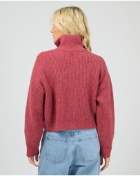 All About Eve - Bridie Knit Zip Through Berry