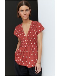 NEXT - Pintuck V-Neck Top
