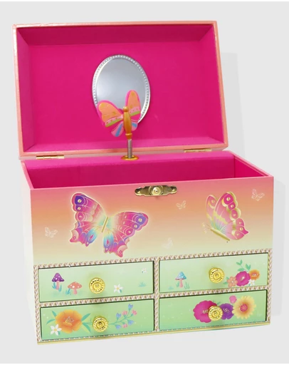 Pink Poppy - Rainbow Butterfly Medium Musical Jewellery Box