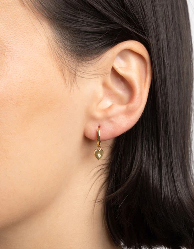 Lovisa - Gold Plated Sterling Silver Heart Diamante Huggie Hoop Earrings