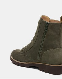 Vionic - Lani Lace-Up Boot - Olive Suede