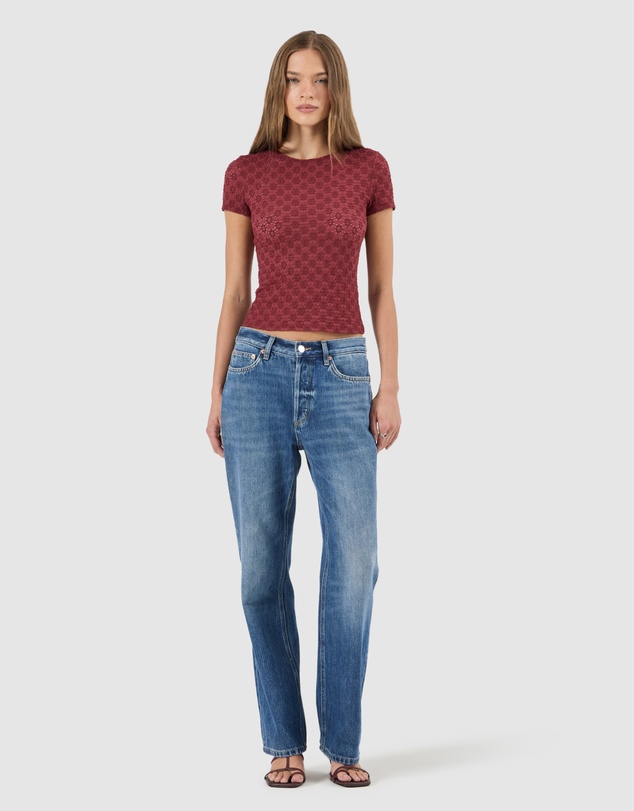 Rolla's - Daisy Lace Tee - Dark Cherry