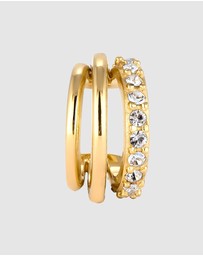 Elli Jewelry - Earrings Single Earcuff Crystal 925 Sterling Silver Gold-Plated