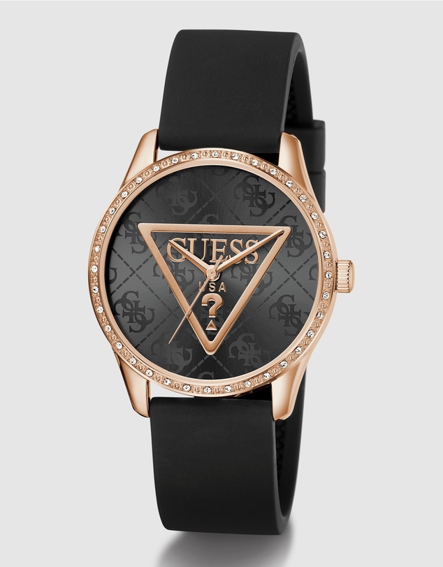 GUESS - Guess Roxy Ladies Black Rose Gold Tone Analogue Watch