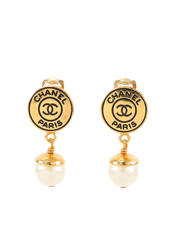 Pre-Loved by Azura Reborn - Pre-Loved CC Gold Plated Faux Pearl Drop Clip On Earrings