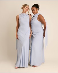 Six Stories - High Cowl Neck Drape Chiffon Bridesmaid Dress