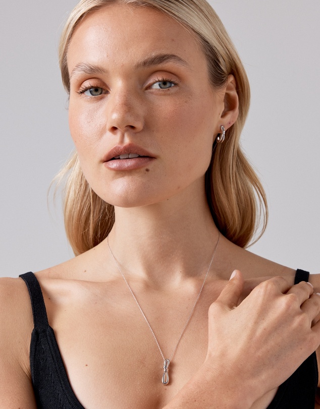 Michael Hill - Knot Half Hoop Stud Earrings in Sterling Silver