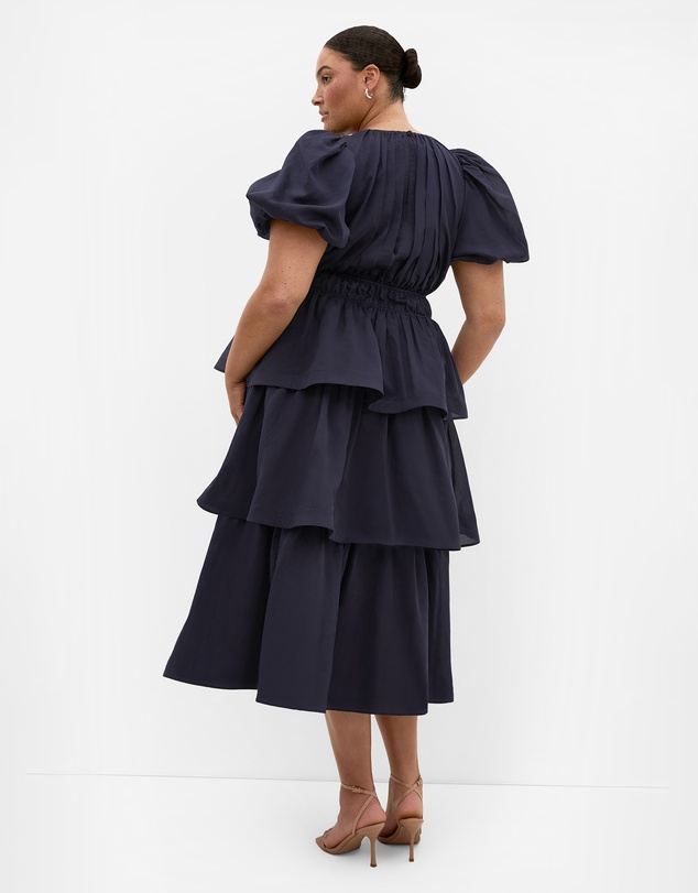 City Chic - Plus size Heavenly Ruffle Maxi Dress - navy