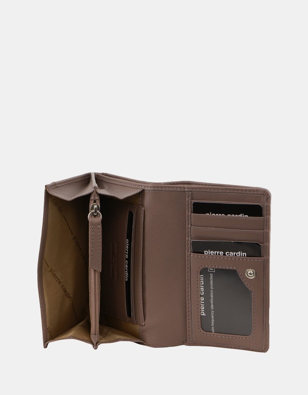 Pierre Cardin - Pierre Cardin Canvas Print/Leather Trim Bi-Fold Flap Wallet