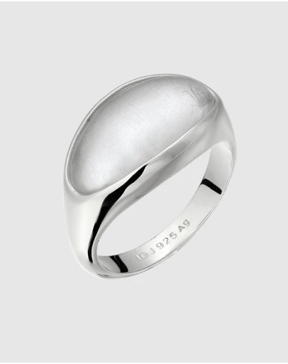 Elli Jewelry - Resin Dome Signet Ring in 925 Silver