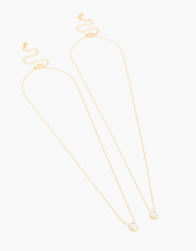 Lovisa - Waterproof Gold Plated Stainless Steel Cubic Zirconia Necklaces 2-Pack