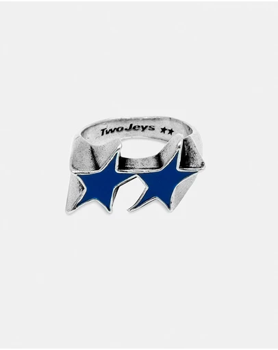 TwoJeys - Icon Blue Enameled Single Ring