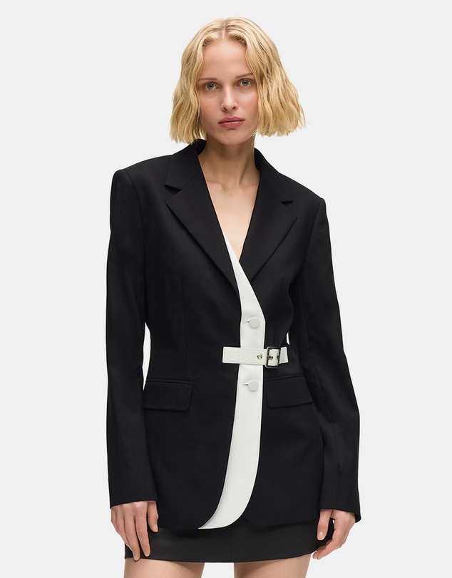 Karl Lagerfeld - Belted Contrast Lapel Blazer