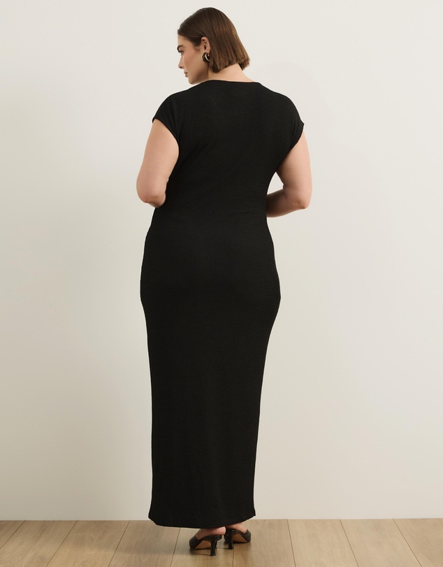 Atmos&Here Curvy - Isalie Textured Jersey Tie Midi Dress