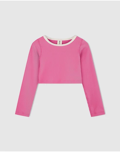 Zulu & Zephyr Mini - Mini Stripe Rib Crop Rashie - Kids-Teens