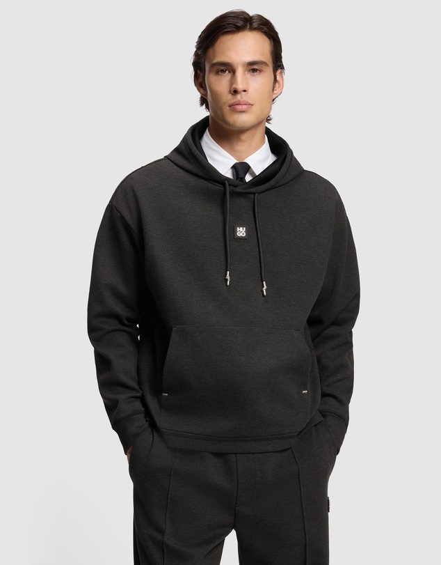 HUGO - Relaxed-Fit Hoodie With Stacked Logo