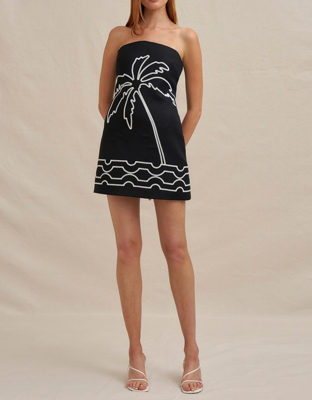 BY JOHNNY. - Paradise Palm Strapless Mini Dress