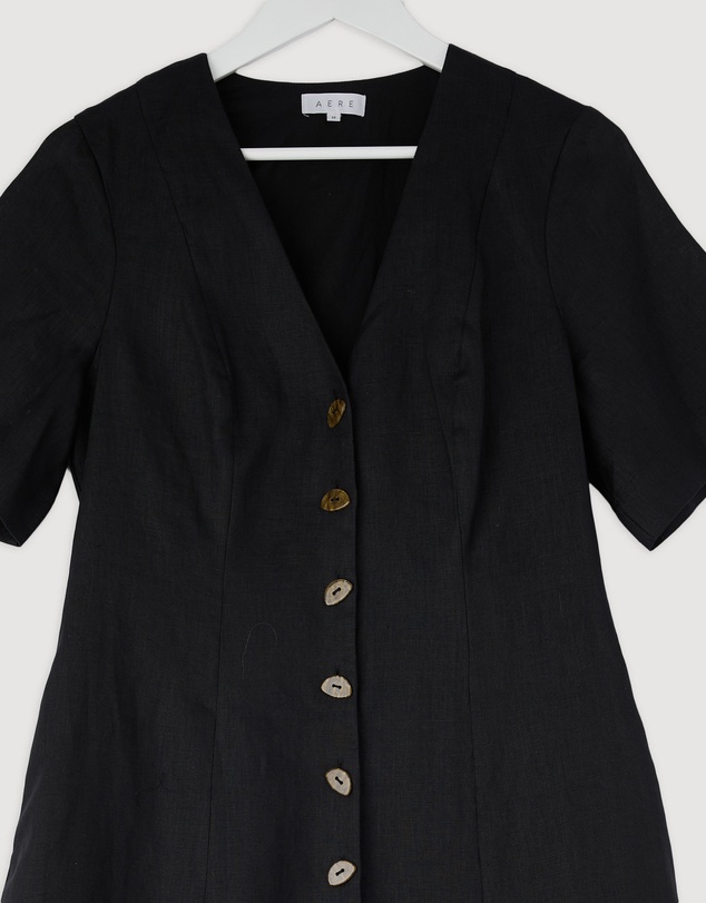 Revibe - Repaired AERE Rani Linen Midi Dress - AU 12