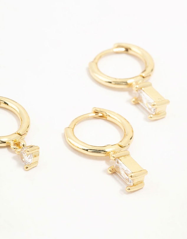 Lovisa - Gold Plated Brass Cubic Zirconia Hoop Earrings 4-Pack