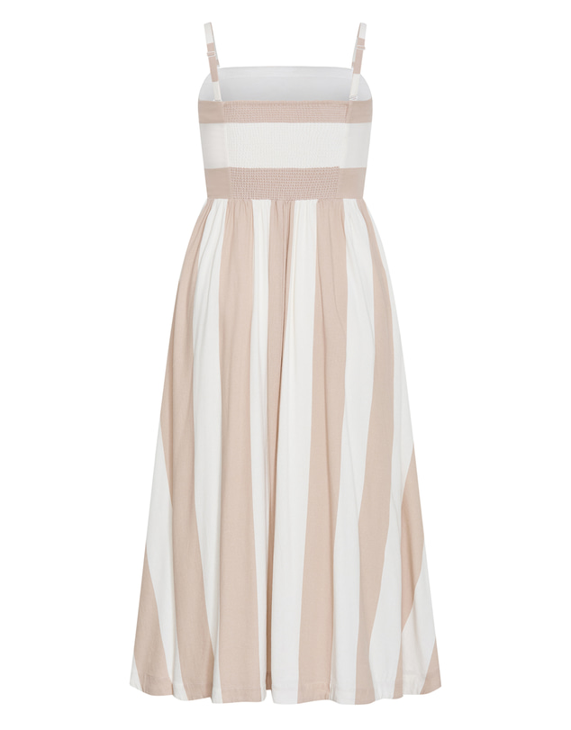 City Chic - Plus size Simone Strapless Stripe Maxi Dress - stone