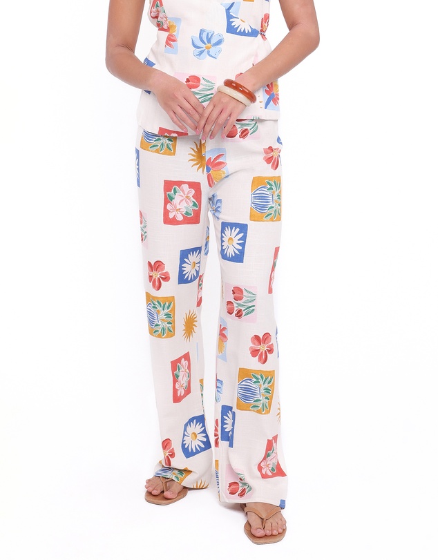 Petal & Pup - Amicia Wide Leg Pant - Tulip Stamp