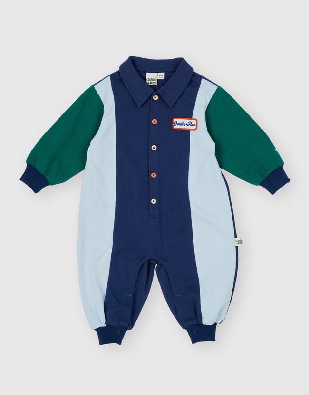 Goldie + Ace - Panelled Rugby Logo Romper - Babies
