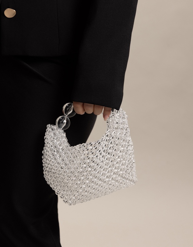 Morgan & Taylor - Avery Beaded Bag in Clear White